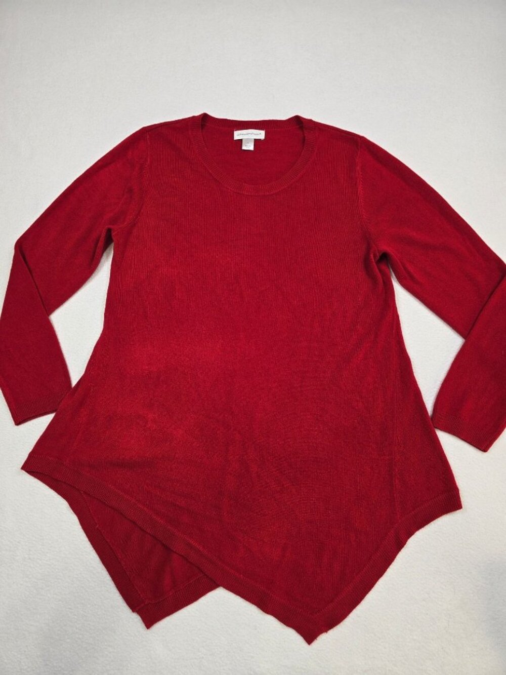 Christopher & Banks Womens Large Poppy Red Asymmetrical Hem Sweater